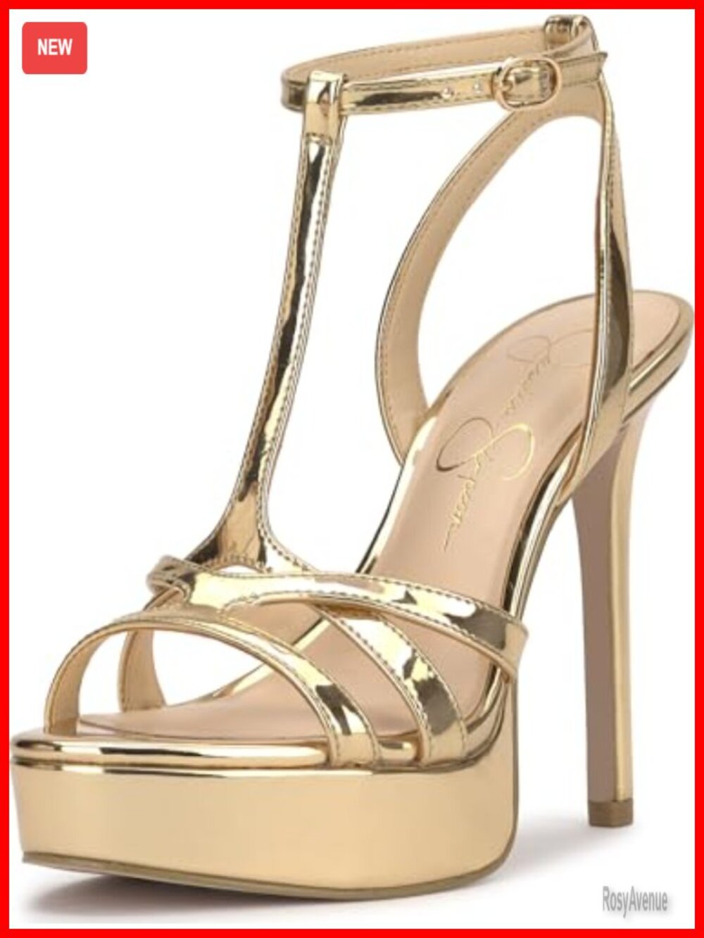 Sippete T-Strap Platform Sandal Faux Leather Stiletto Heel